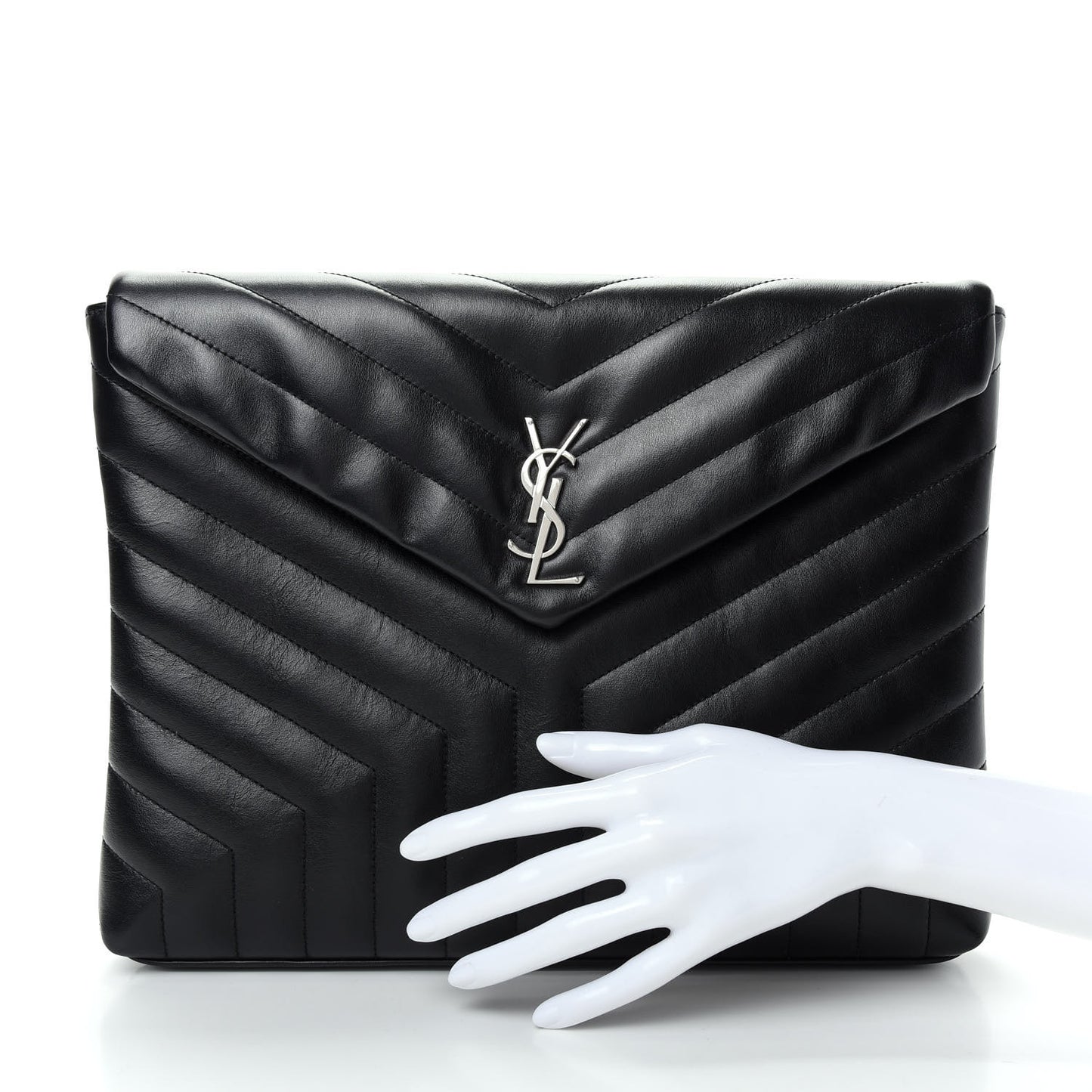 Calfskin Y Quilted Monogram Loulou Document Holder Black
