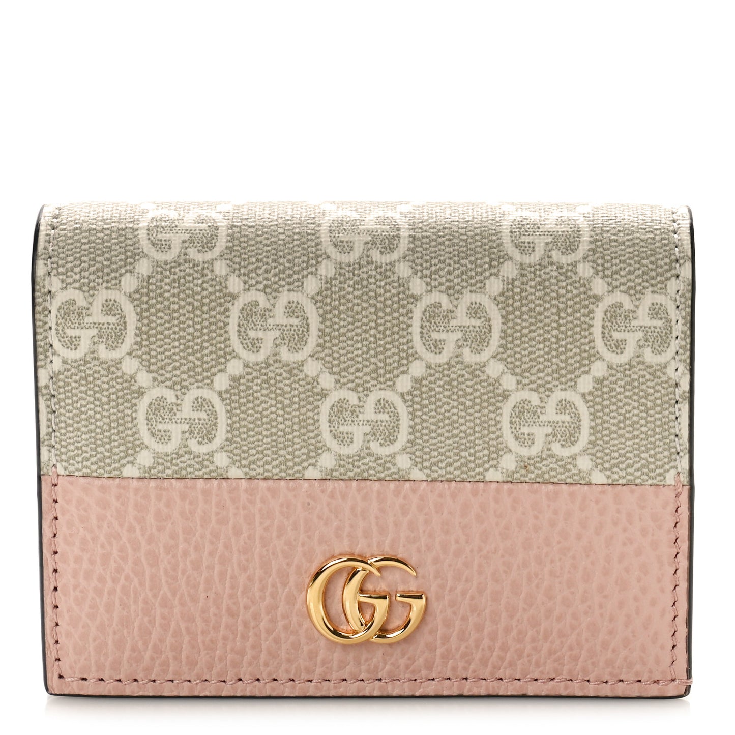 Dollar Calfskin GG Supreme Monogram GG Marmont Card Case Perfect Pink Beige Mystic White