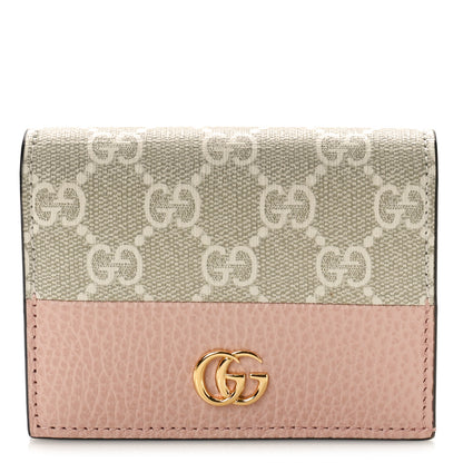 Gucci Dollar Calfskin GG Supreme Monogram GG Marmont Card Case Perfect Pink Beige Mystic White 1 of 8