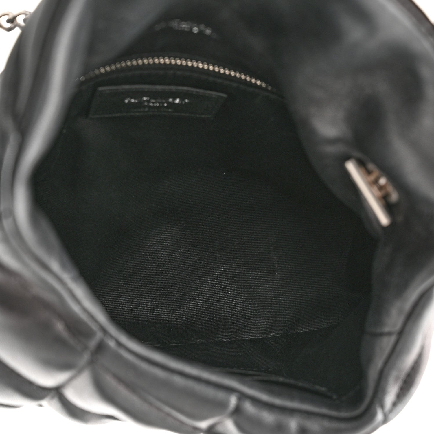 Saint Laurent Lambskin Quilted Toy Loulou Puffer Monogram Chain Satchel Black 3 of 11