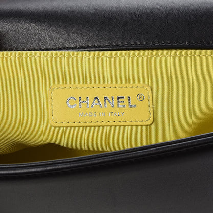 Chanel Lambskin Tweed Woven Medium Chevron Boy Flap Black 9 of 17