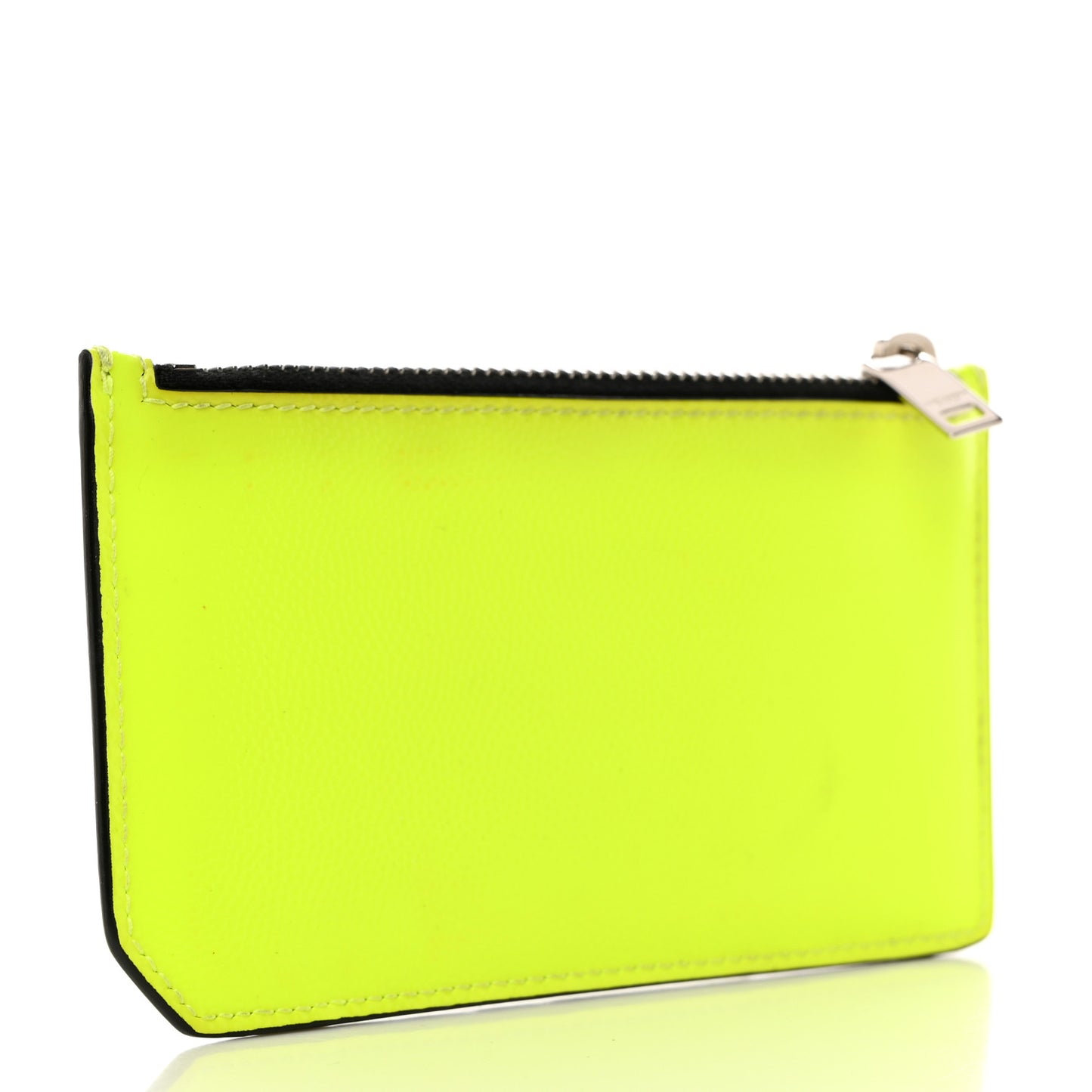 Patent Calfskin 5 Fragments Zip Card Case Neon Yellow
