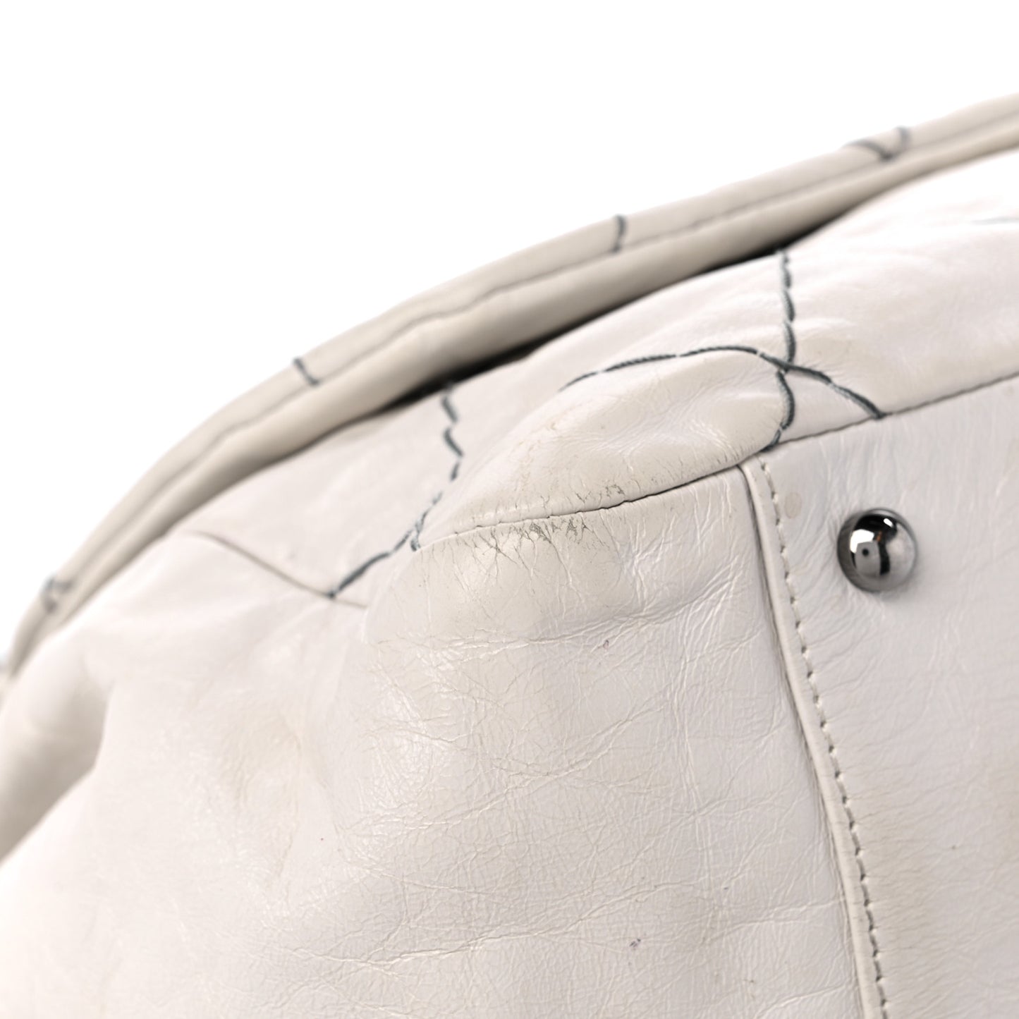 Calfskin Stitch It Accordion Flap White