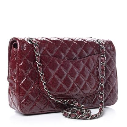 Chanel Distressed Patent Quilted Medium Double Flap Bordeaux 2 of 4