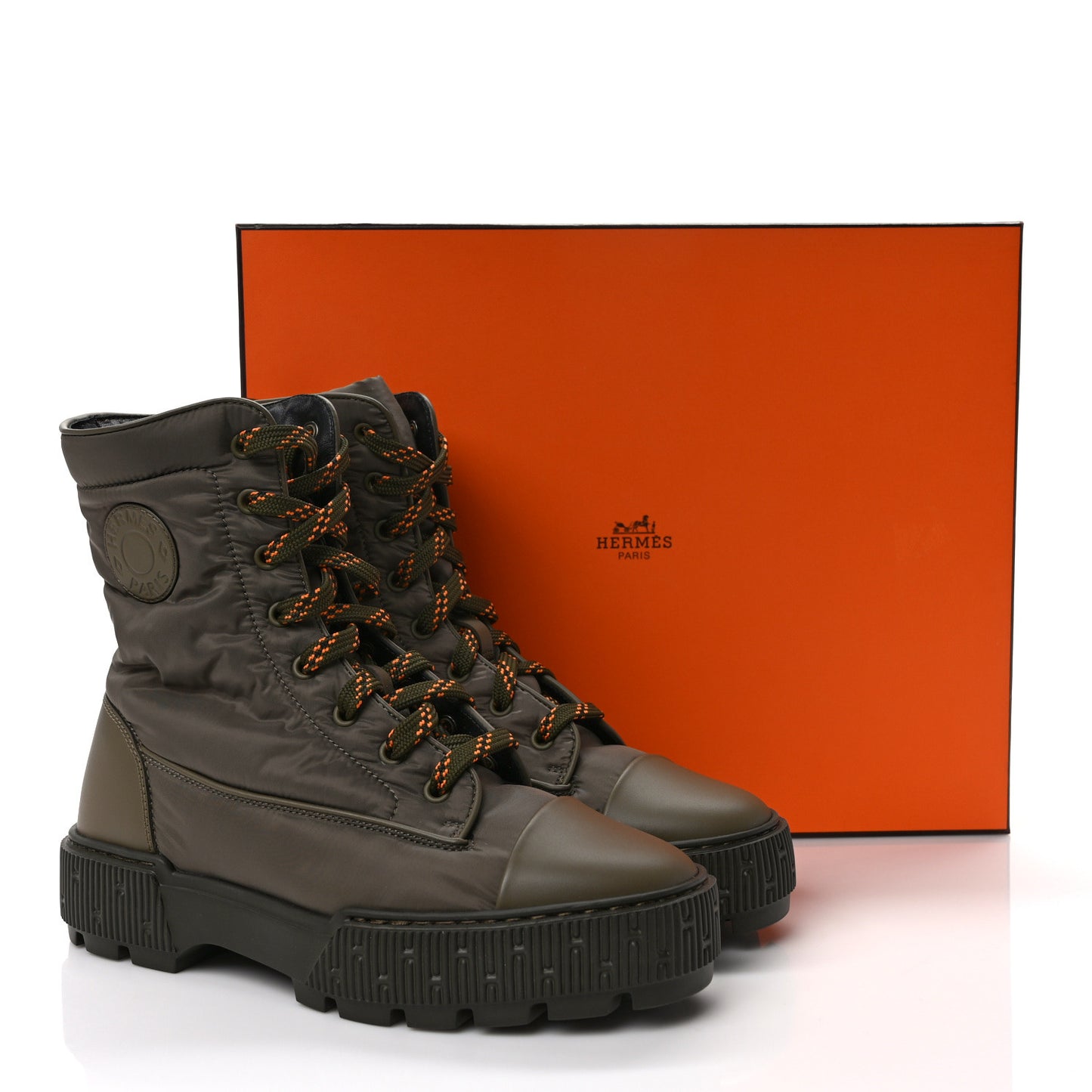 Calfskin Parachute Fresh Ankle Boots 37.5 Khaki