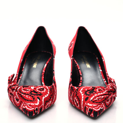 Saint Laurent Bandana Charlotte Kitten Heel Pumps 38.5 Red 2 of 8