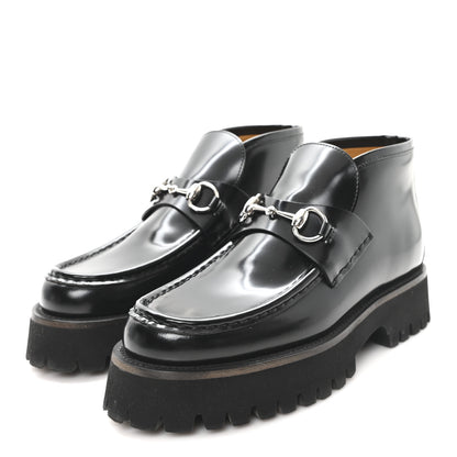 Gucci Cordovan Lux Womens Horsebit Platform Ankle Boots 37.5 Black 4 of 9