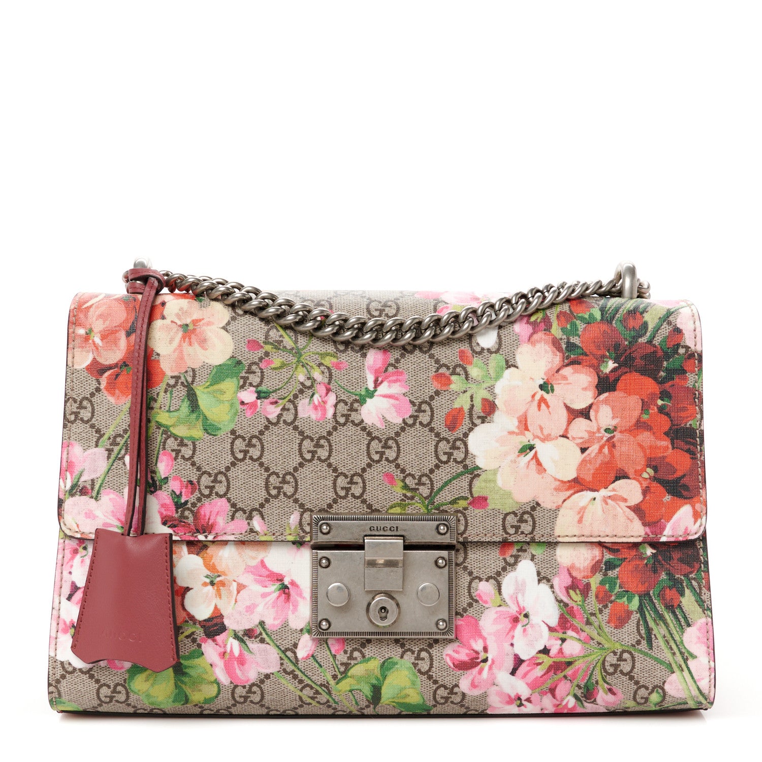 Gucci GG Supreme Monogram Blooms Medium Padlock Shoulder Bag Beige Multicolor Dry Rose 1 of 10