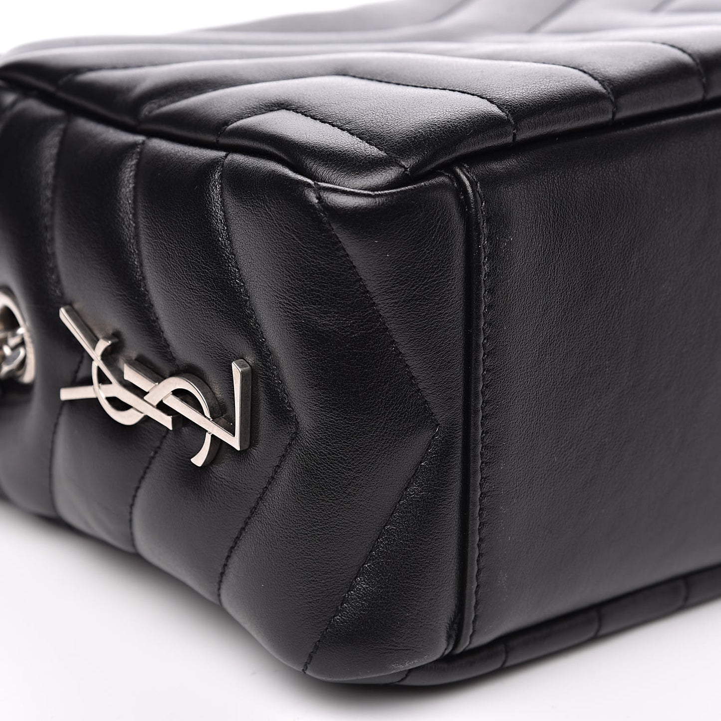Calfskin Y Quilted Monogram Small Loulou Bowling Bag Black