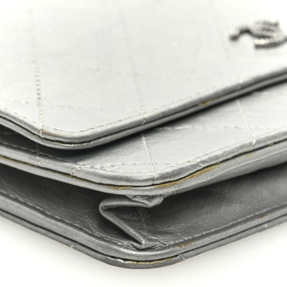 Chanel Metallic Aged Calfskin Quilted Wallet on Chain WOC Silver 8 of 9