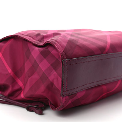 Burberry Nylon Check Small Buckleigh Packable Tote Bright Burgundy 7 of 12