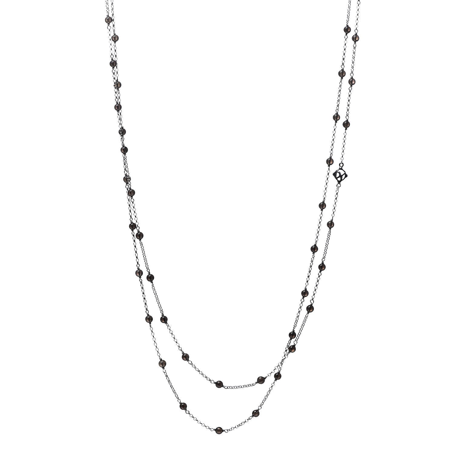 David Yurman Sterling Silver Smoky Quartz Station Chain Necklace 1 of 5