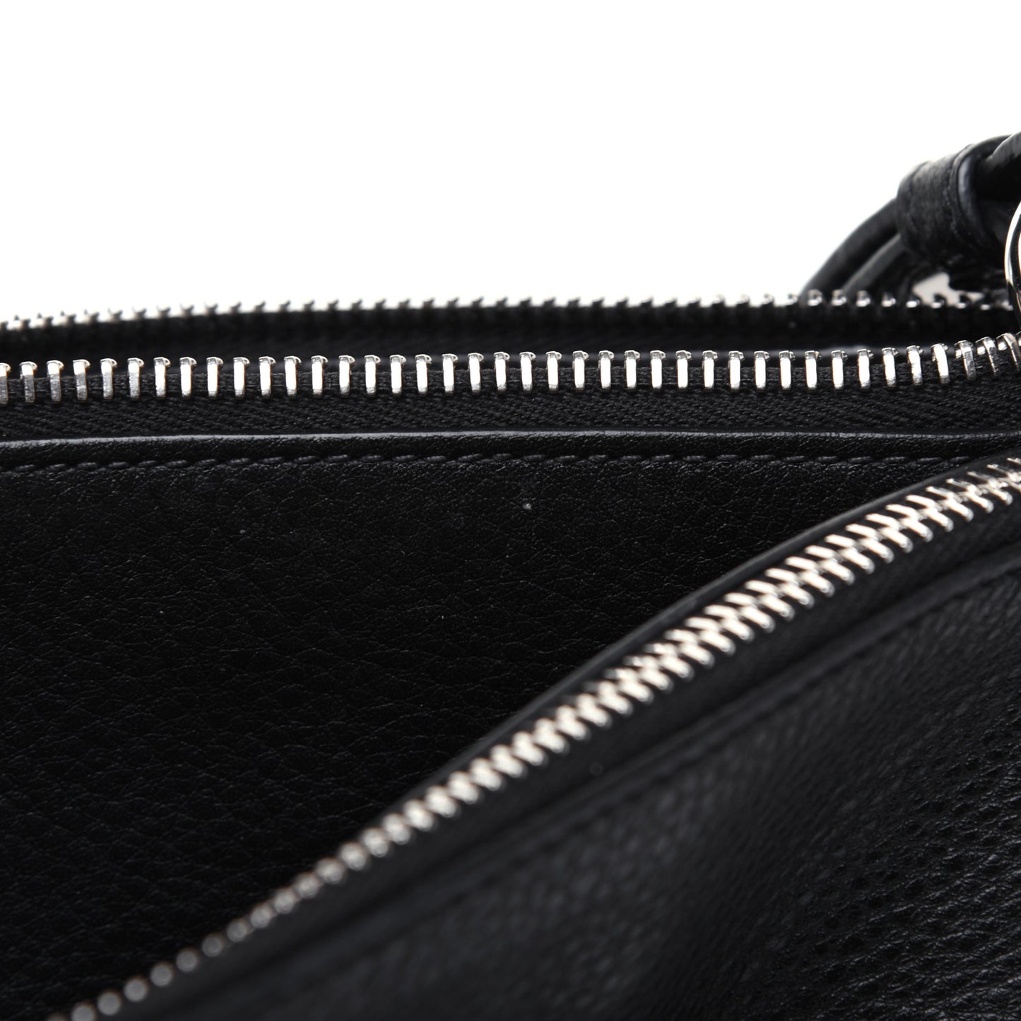 Vitello Phenix Double Zip Crossbody Bag Black