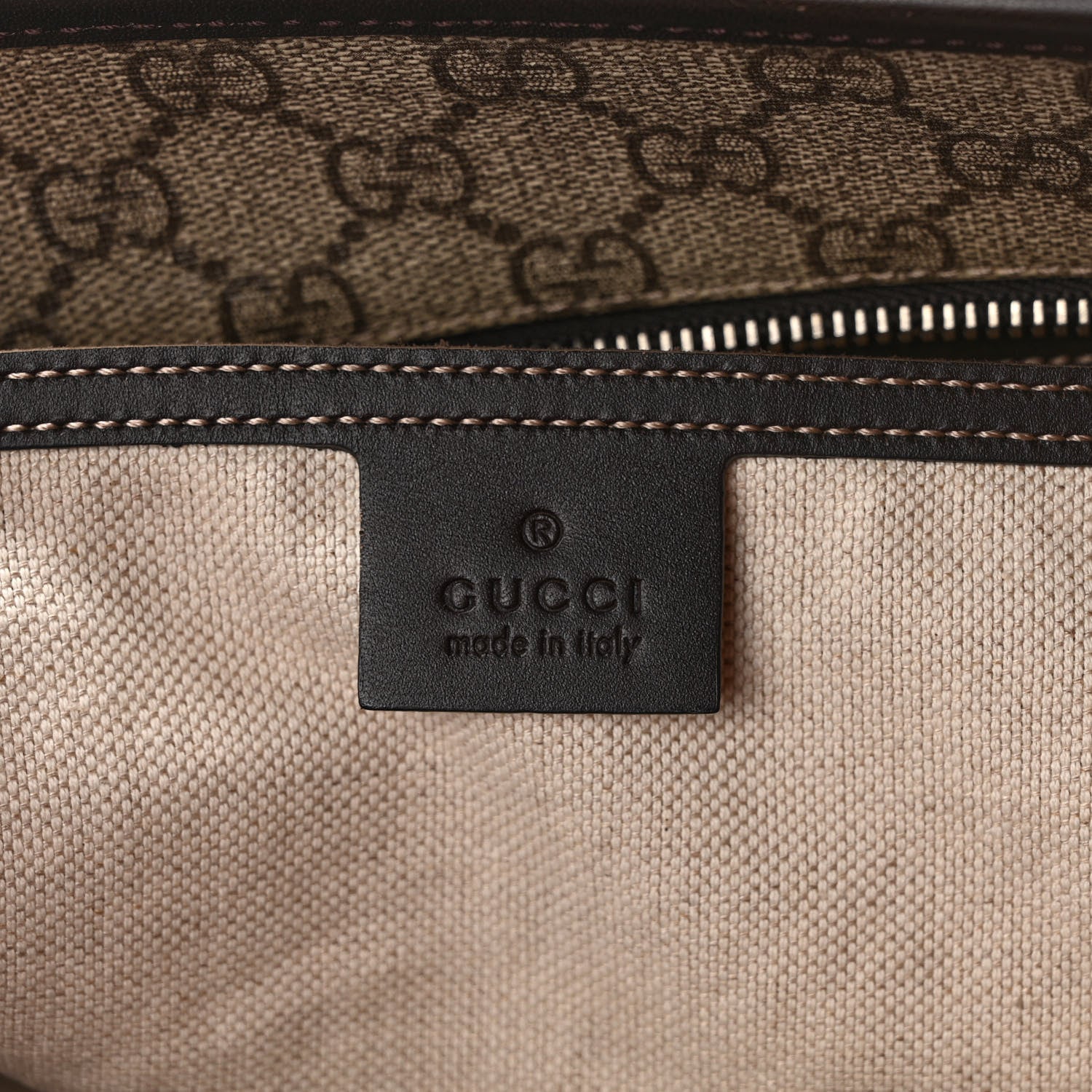 Gucci GG Supreme Monogram Medium Zippered Shopping Tote Dark Brown 6 of 11