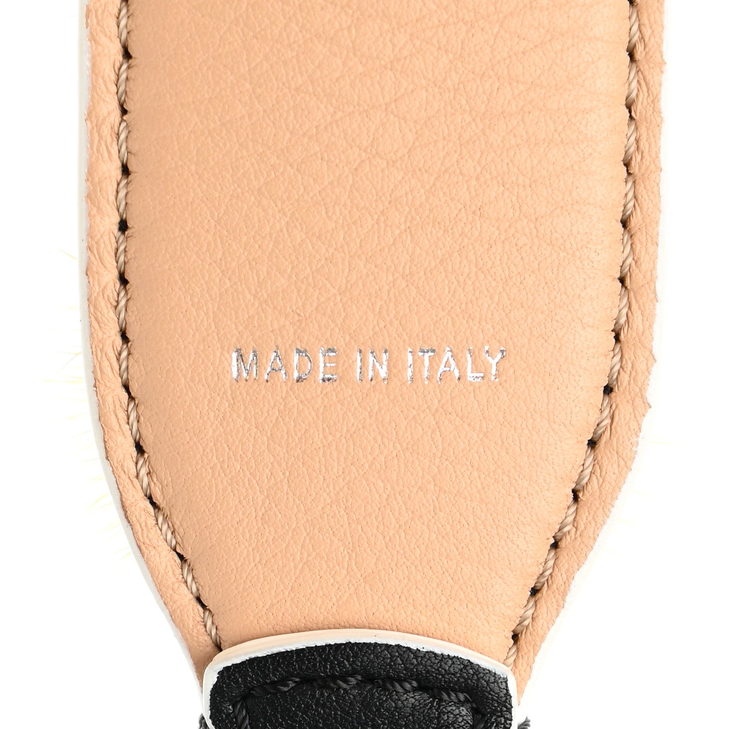 Fendi Vitello Dolce Mink Fur Bi-Color Pom Pom Strap You Black Makeup Multicolor 5 of 5