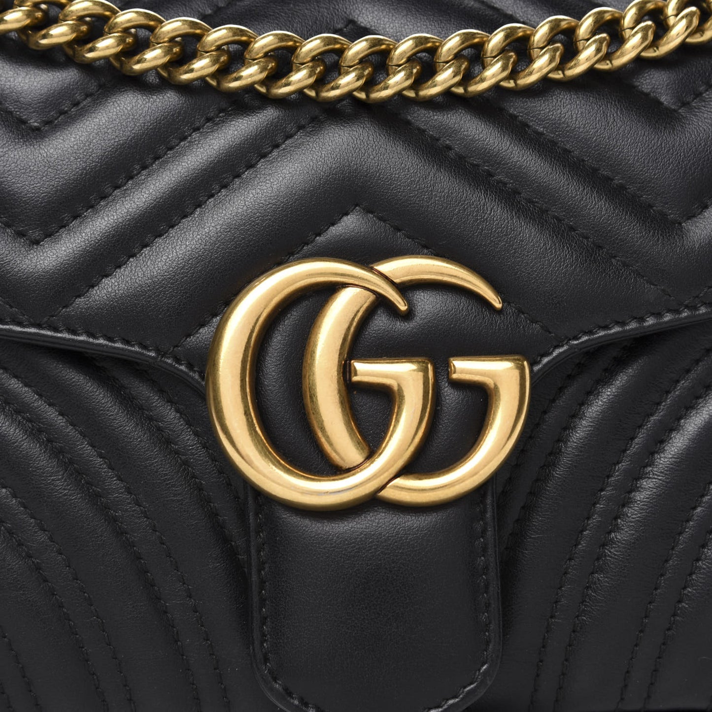 Calfskin Matelasse Small GG Marmont Shoulder Bag Black