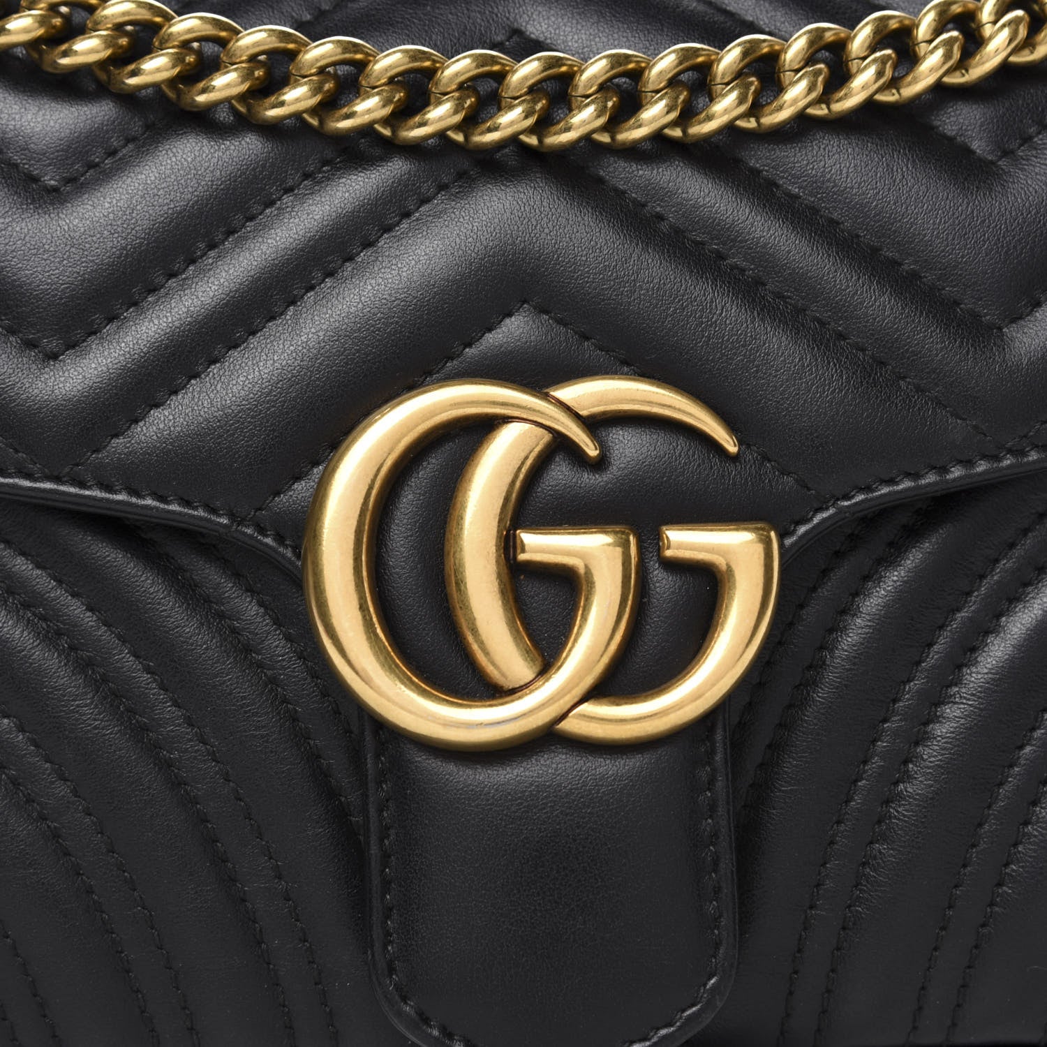 Gucci Calfskin Matelasse Small GG Marmont Shoulder Bag Black 9 of 9