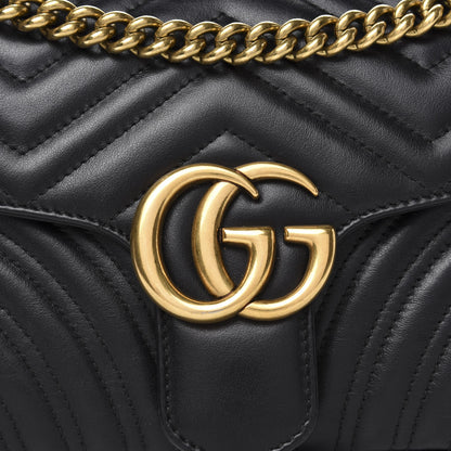 Gucci Calfskin Matelasse Small GG Marmont Shoulder Bag Black 9 of 9