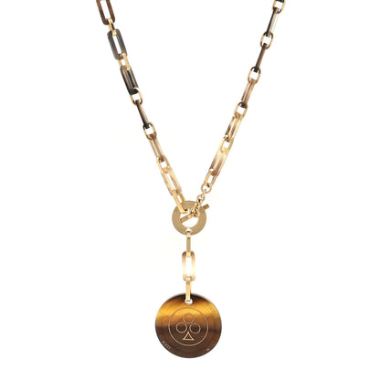 Hermes Permabrass Buffalo Horn Chaine d'Ancre Toggle Pendant Necklace Dore 1 of 5