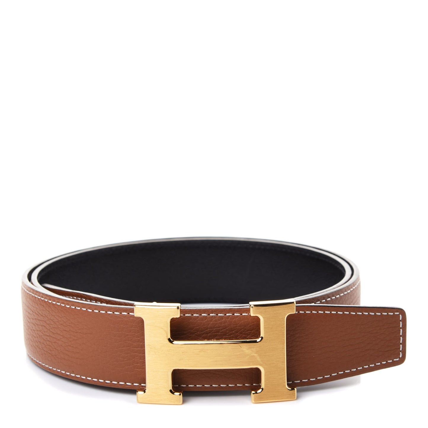 Box Taurillon Clemence 32mm H Belt 85 Black Gold