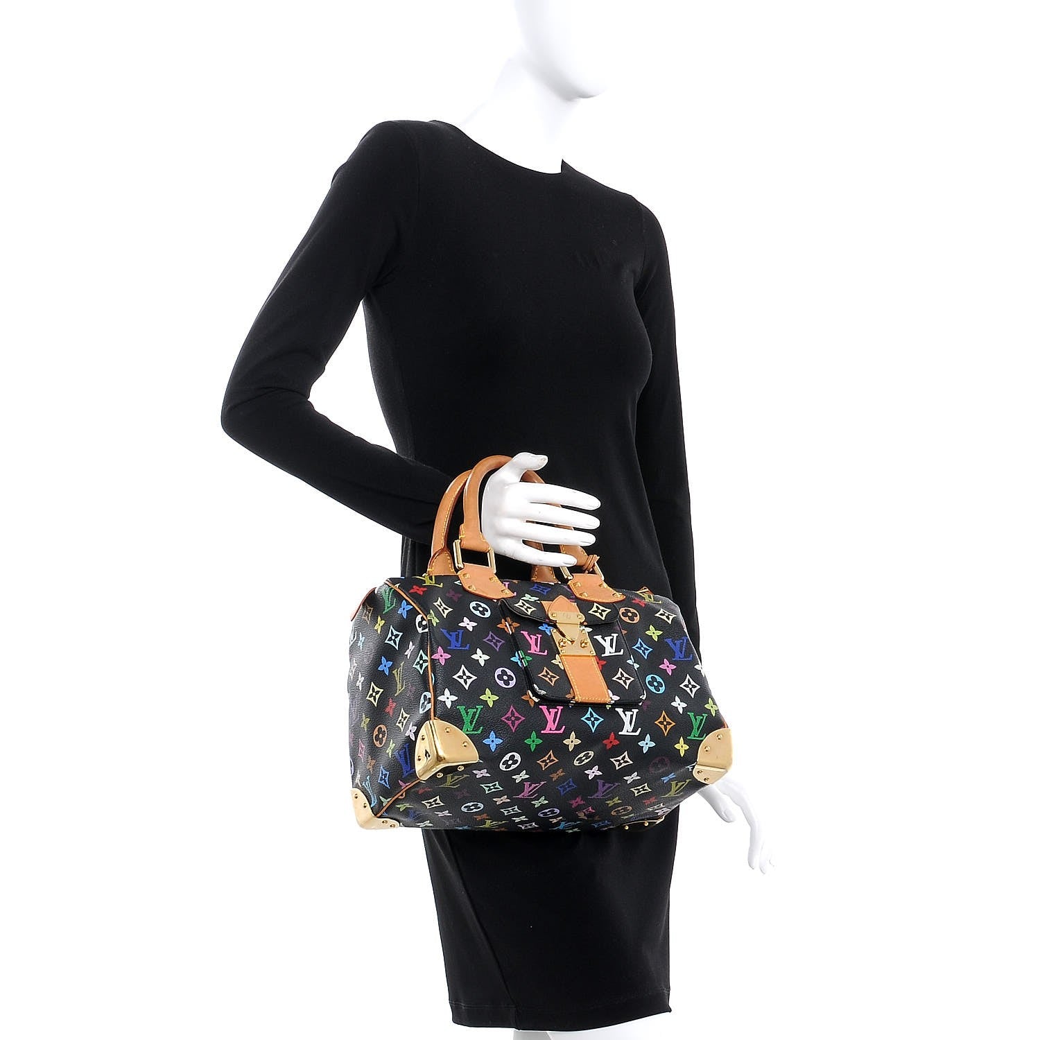 Louis Vuitton Monogram Multicolor Speedy 30 Black 2 of 8