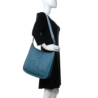 Hermes Taurillon Clemence Evelyne GM Blue Jean 2 of 14