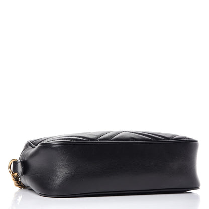 Gucci Calfskin Matelasse Small GG Marmont Chain Shoulder Bag Black 4 of 7