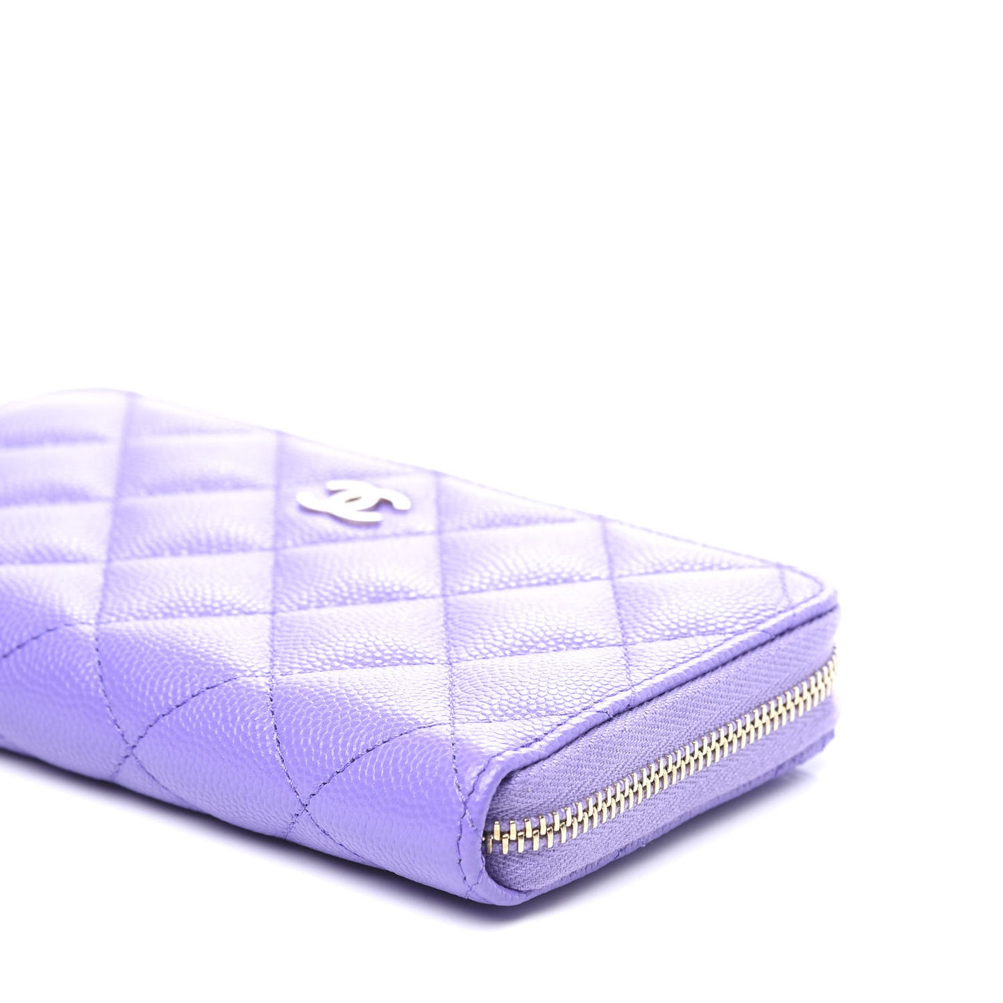 Caviar Quilted Medium Zip Around Wallet Purple