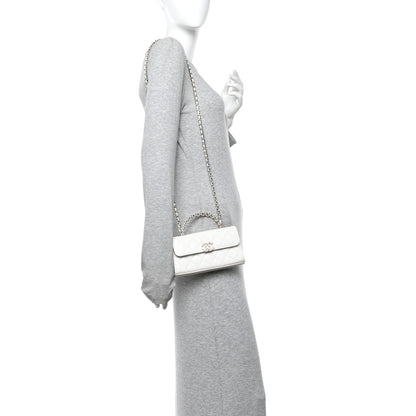 Chanel Caviar Quilted Chain Match Top Handle Phone Holder With Chain White 2 of 11