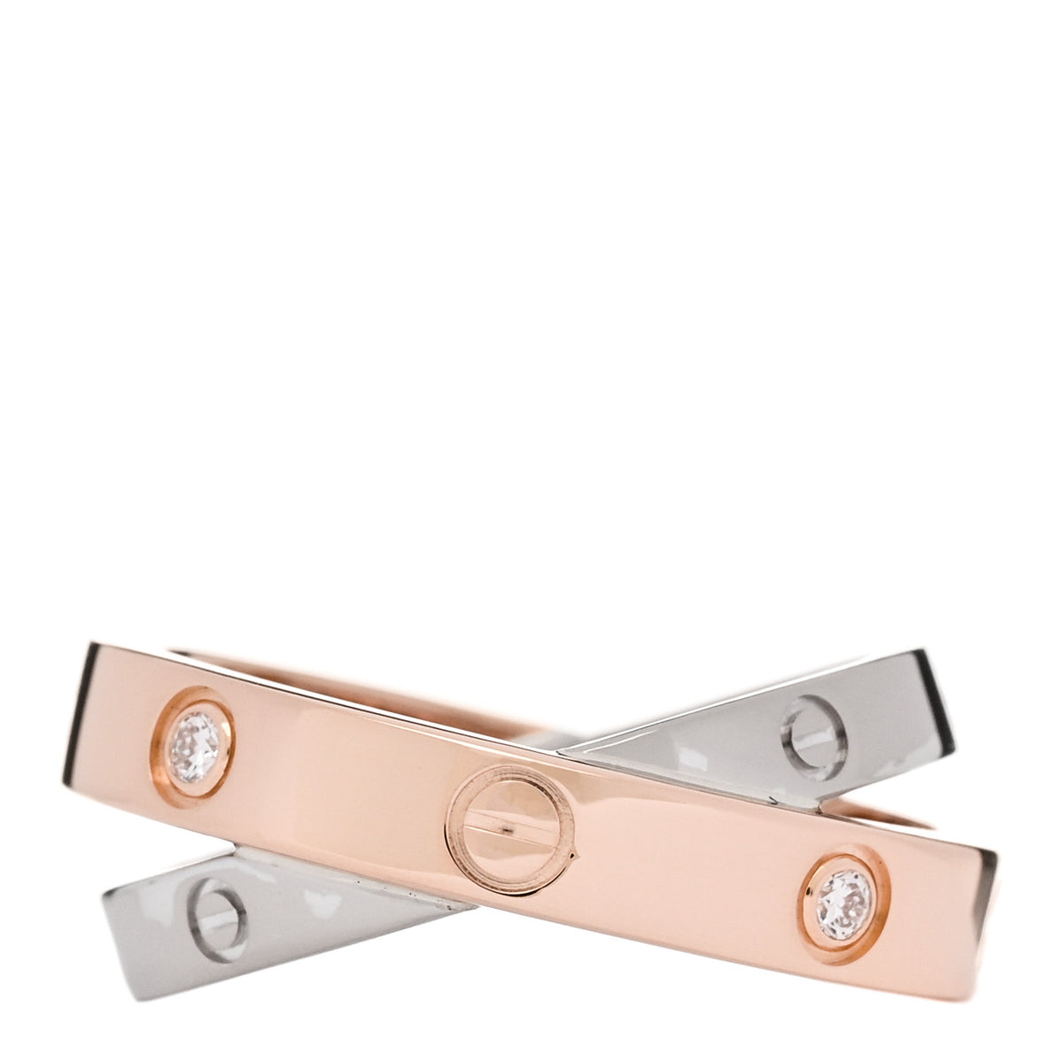 Cartier 18K Pink White Gold 6 Diamonds LOVE Ring 49 5 4 of 5
