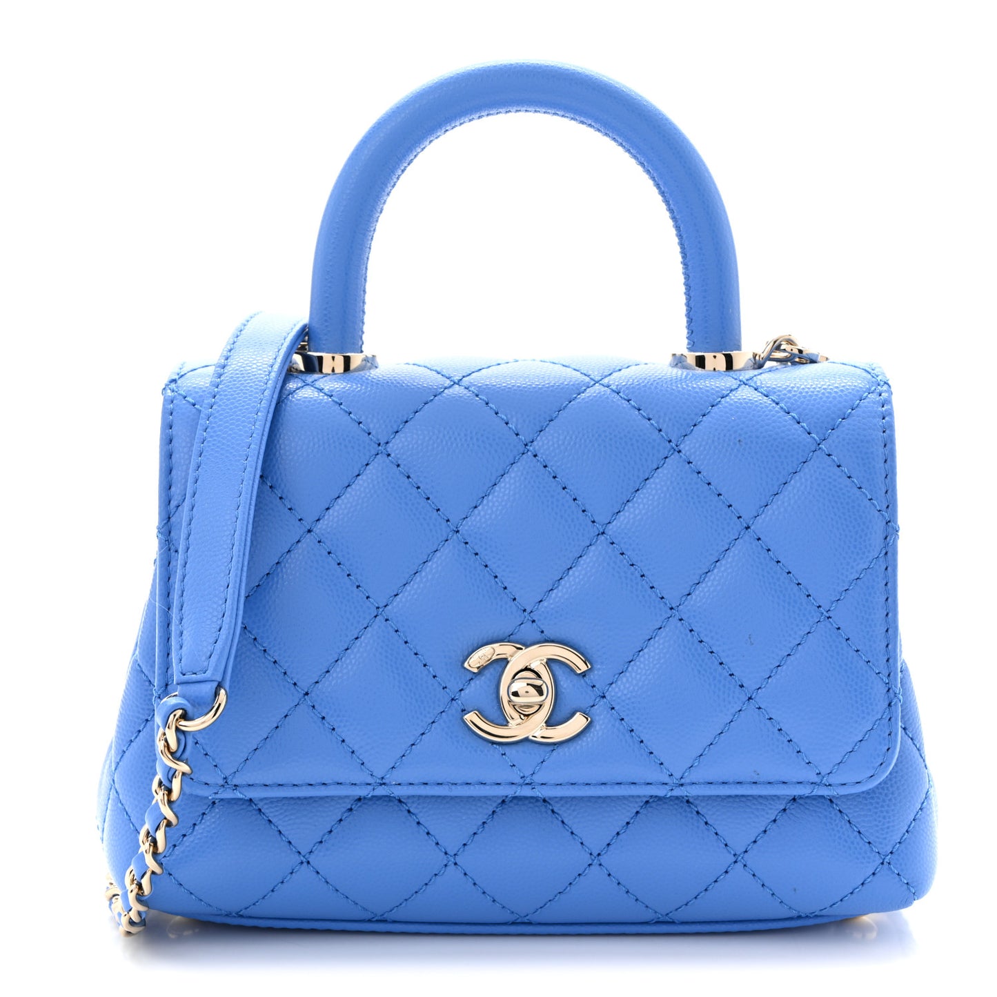 Caviar Quilted Extra Mini Coco Handle Flap Blue