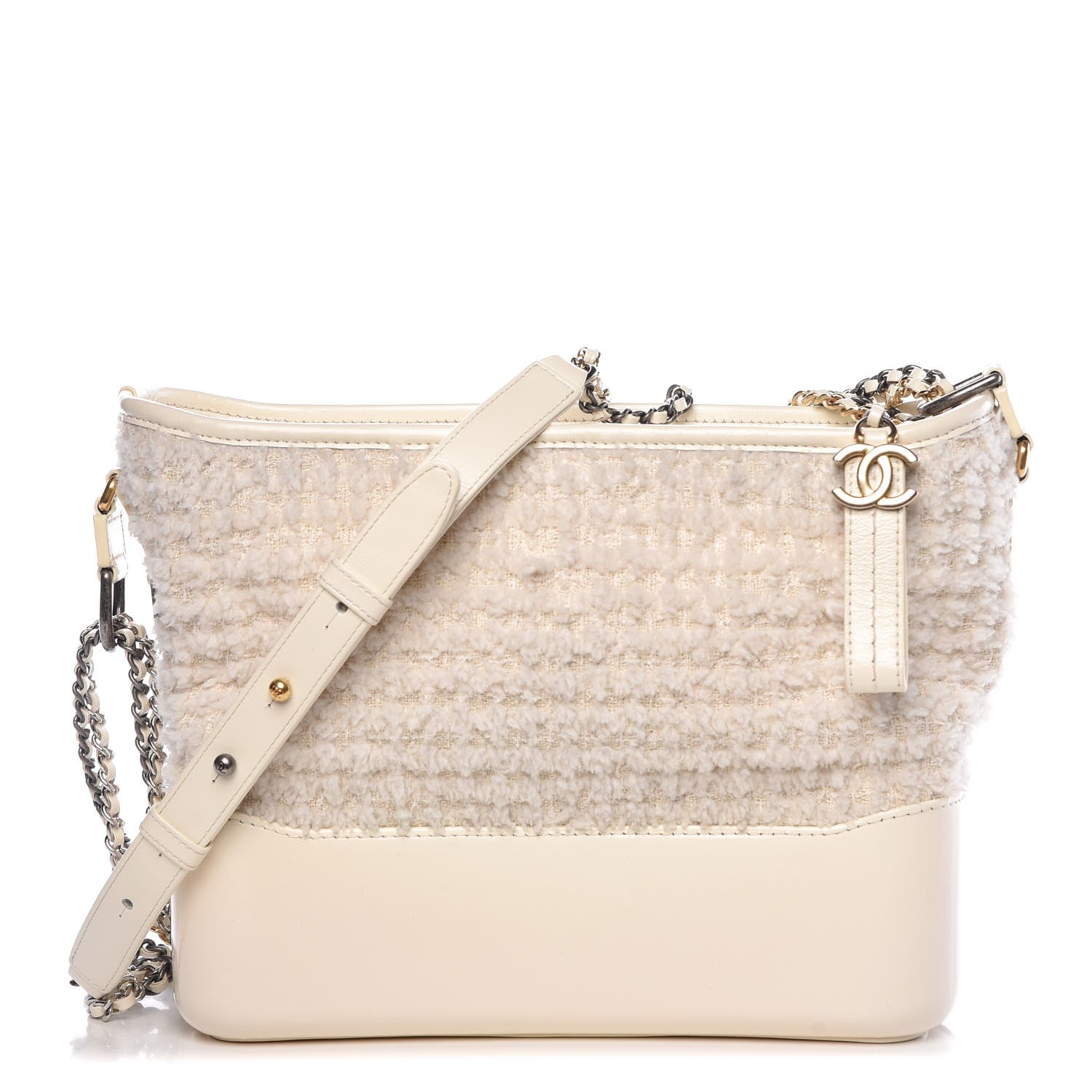 Chanel Tweed Calfskin Medium Gabrielle Hobo Ivory 1 of 9