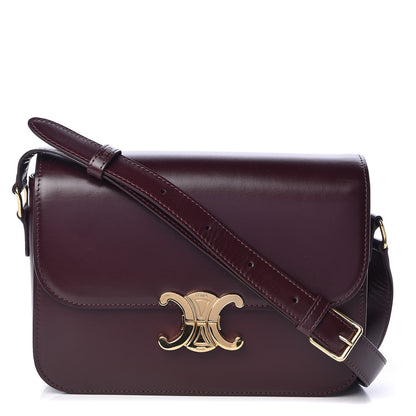 Celine Shiny Calfskin Medium Triomphe Burgundy 1 of 10