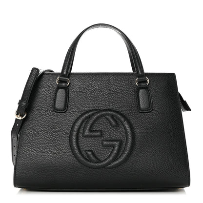 Gucci Pebbled Calfskin Medium Soho Top Handle Satchel Black 1 of 8