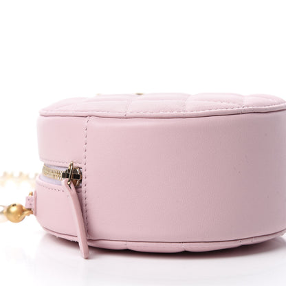 Chanel Calfskin Quilted Pearl Round Clutch With Chain Light Pink 6 of 11
