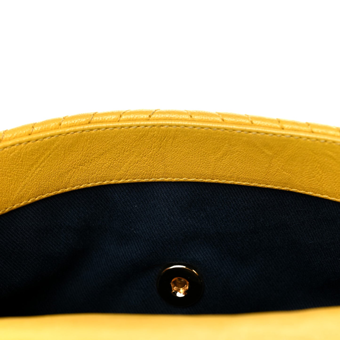 Calfskin Chevron Quilted Small Surpique Flap Yellow