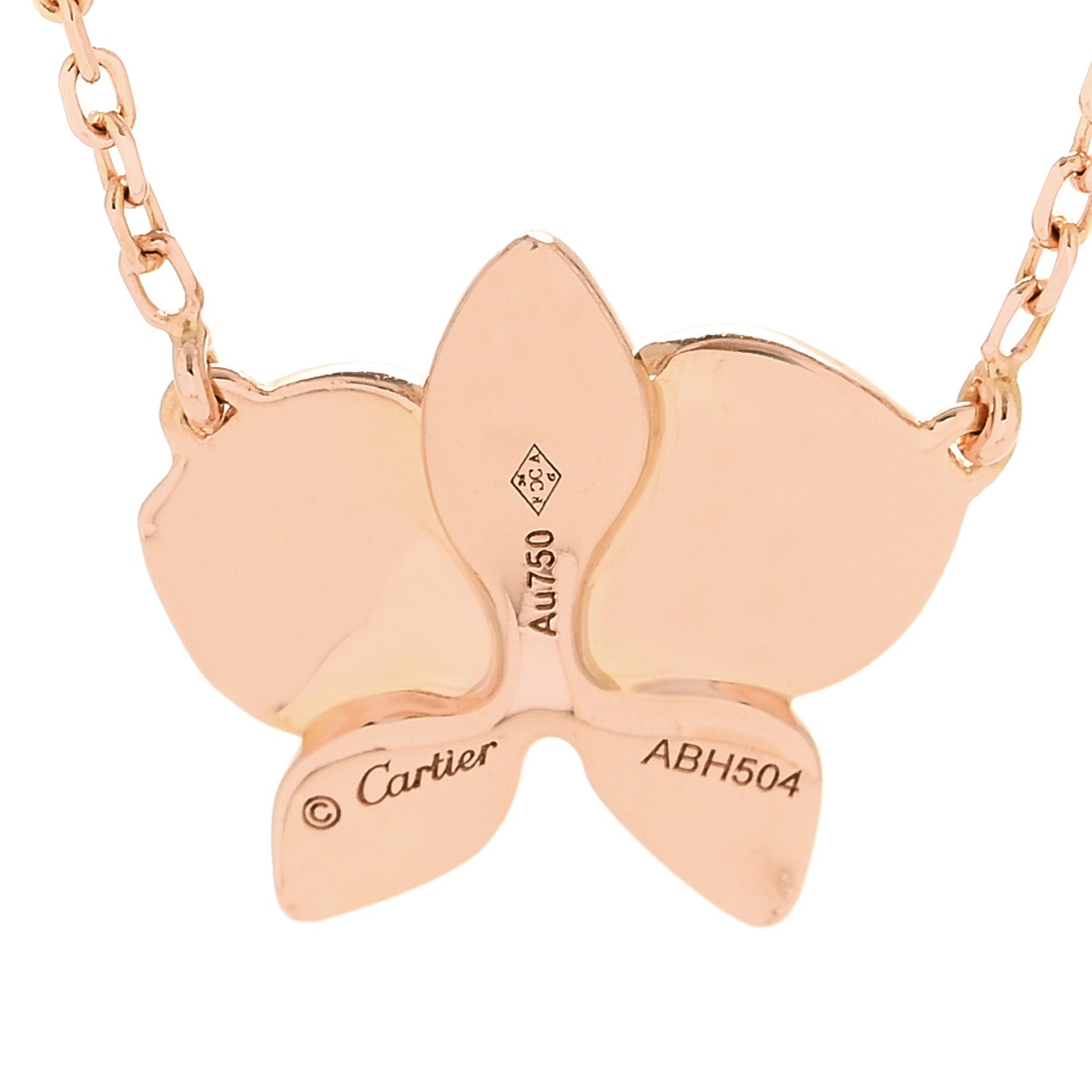 18K Pink Gold Diamond Caresse D'Orchidees Par Cartier Pendant Necklace