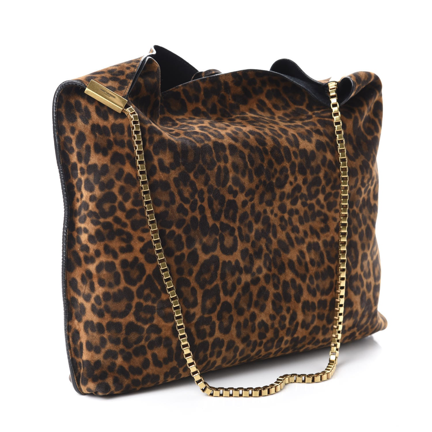 Saint Laurent Suede Leopard Print Medium Suzanne Hobo Natural 3 of 10