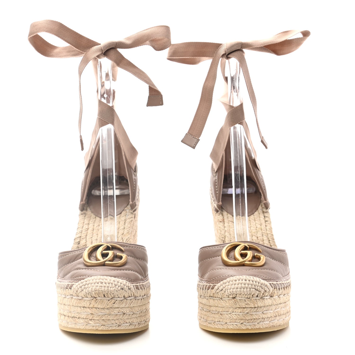 Gucci Nappa Matelasse GG Marmont Ankle Wrap Platform 35/120mm Espadrille Wedges 36 Porcelain Rose 2 of 10