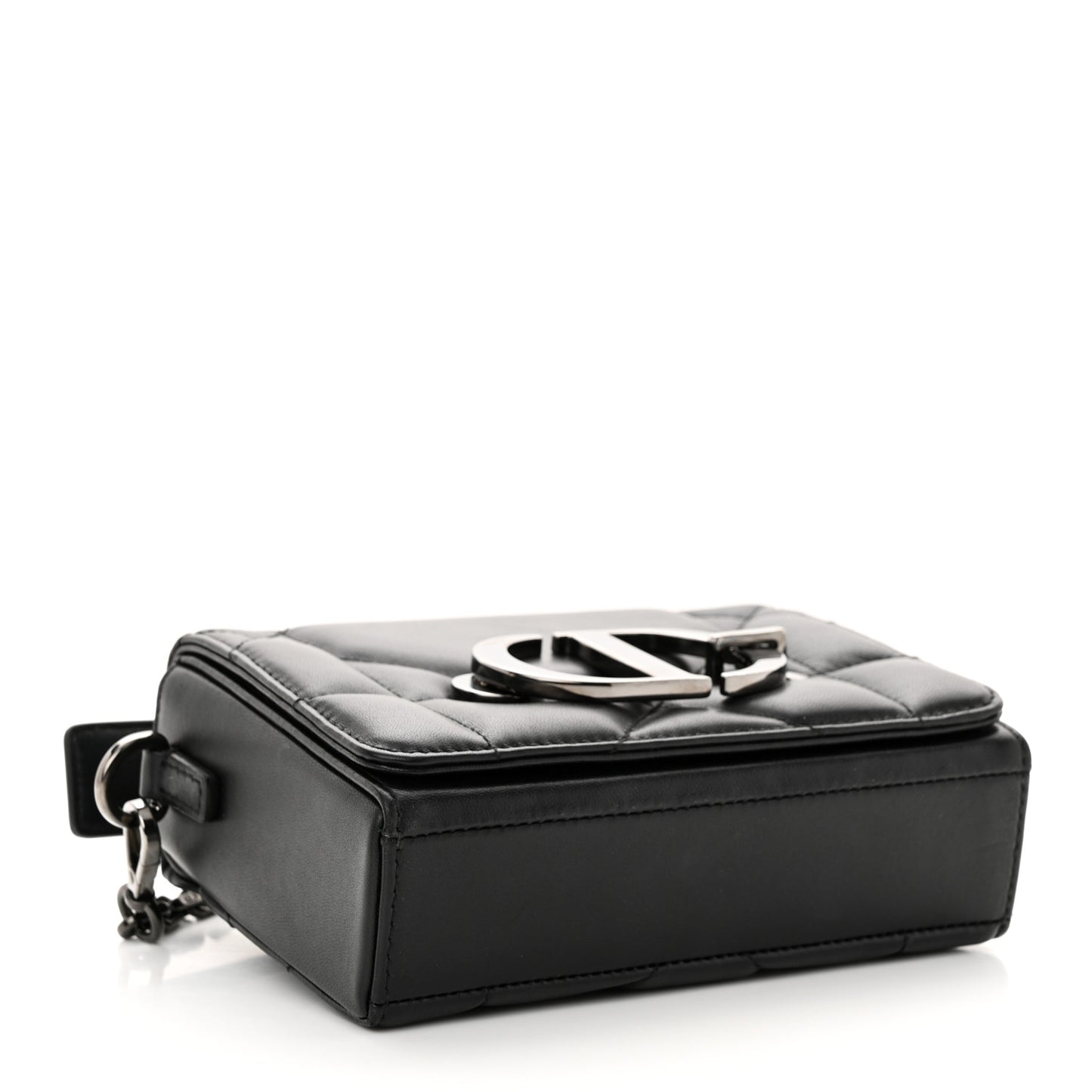 Lambskin Maxi Cannage Small 30 Montaigne Chain Top Handle Bag Black