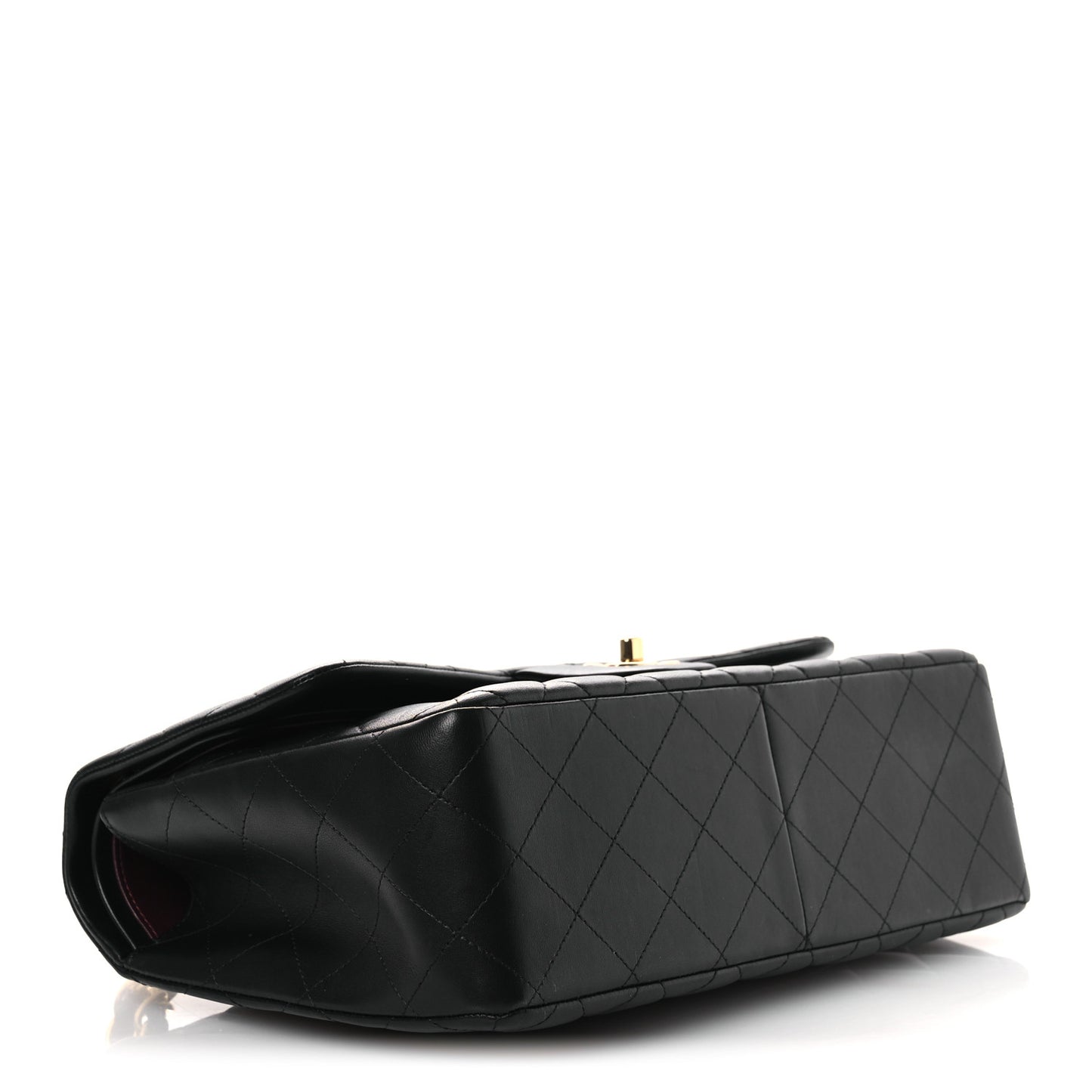 Lambskin Quilted Jumbo Double Flap Black