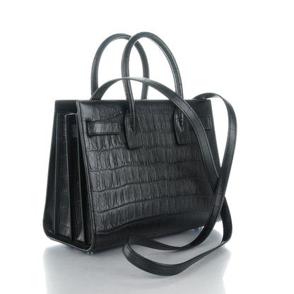 Saint Laurent Calfskin Crocodile Embossed Baby Sac De Jour Black 3 of 6