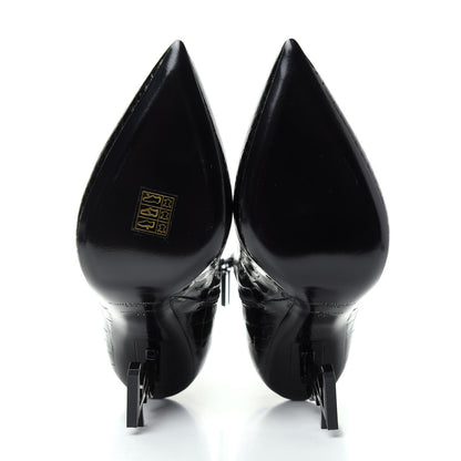 Saint Laurent Alligator Embossed Patent Calfskin Opyum 110 Ankle Boots 39 Black 6 of 11