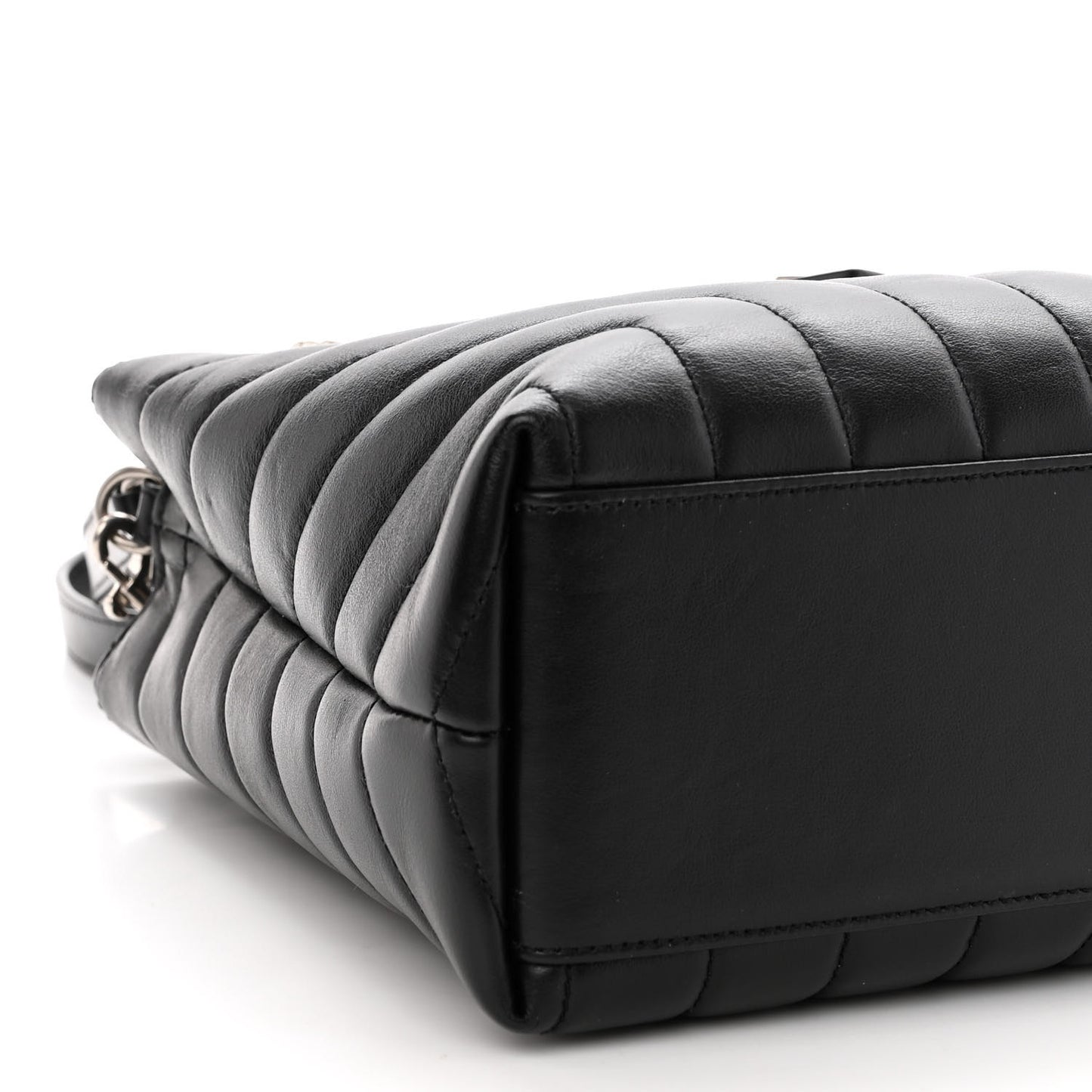 Calfskin Y Quilted Monogram Small Loulou Shopper Black