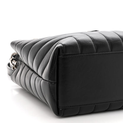Saint Laurent Calfskin Y Quilted Monogram Small Loulou Shopper Black 8 of 9