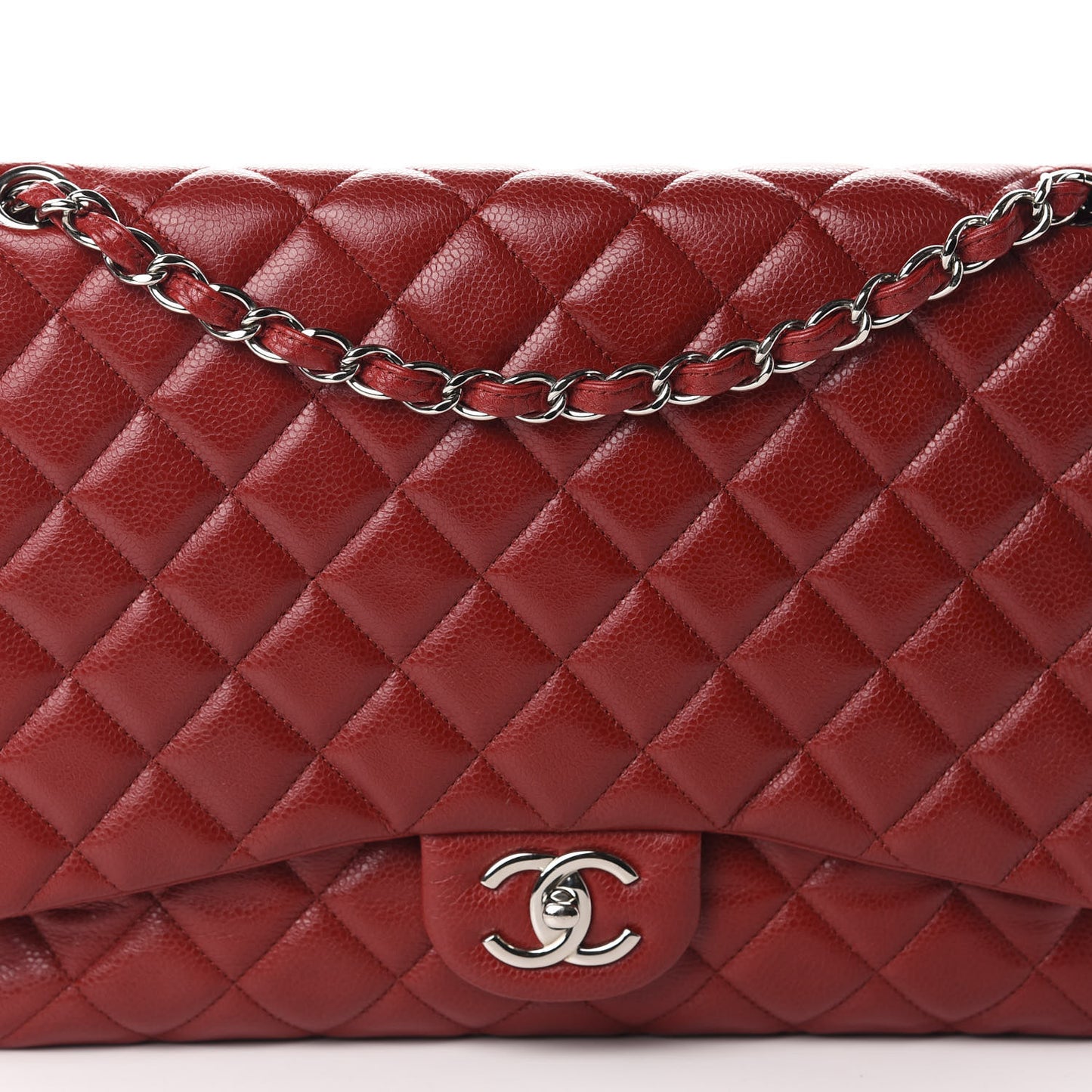 Caviar Quilted Maxi Double Flap Red