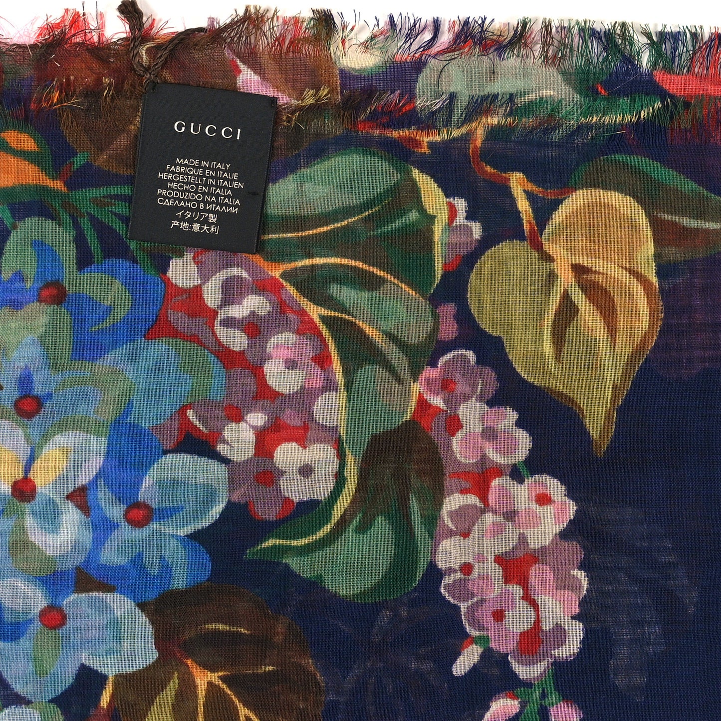 Wool Josephine Square Shawl Navy Pink