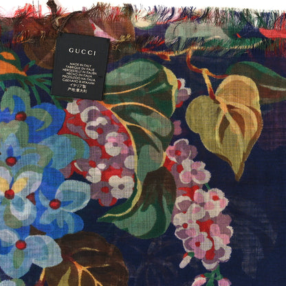 Gucci Wool Josephine Square Shawl Navy Pink 2 of 3