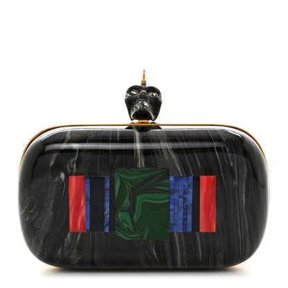 Alexander McQueen PVC Marble Skull Box Clutch Black Multicolor 1 of 10