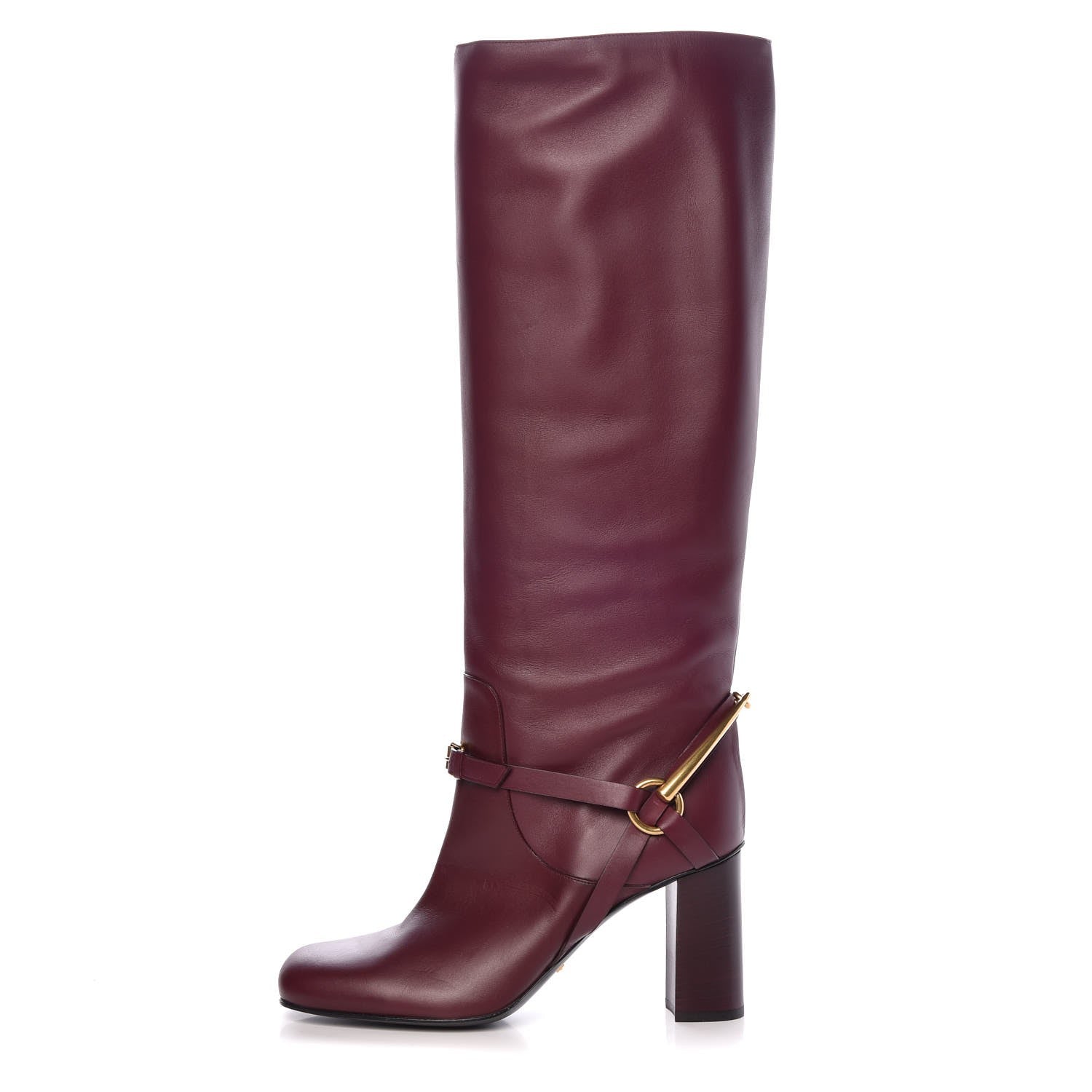 Gucci Calfskin Lifford Knee High Boots 38 Classic Burgundy 1 of 8